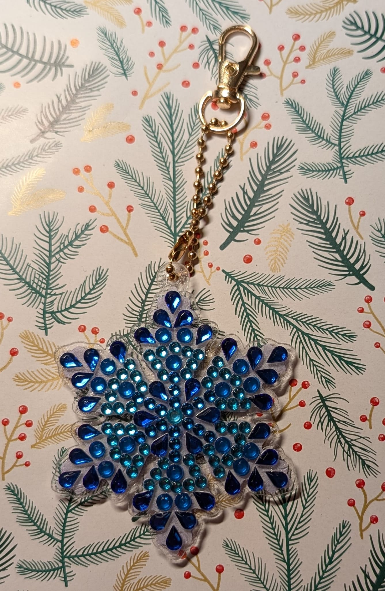 Magia invernale - Portachiavi fiocco di neve in diamond painting