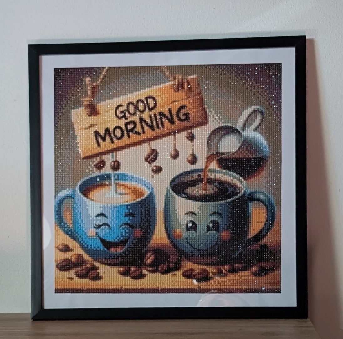 Quadro diamond painting Coffee Good Morning
