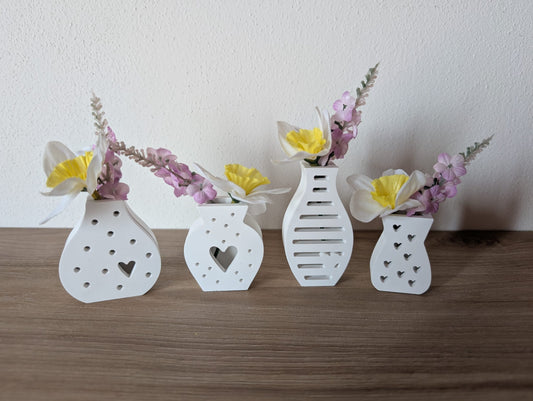 Set 4 mini vasi decorativi in gesso