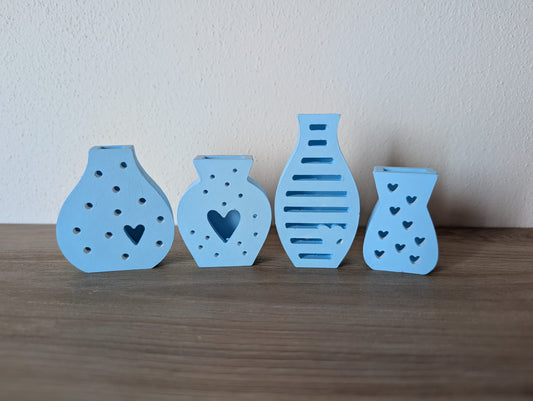 Set 4 mini vasi decorativi in gesso