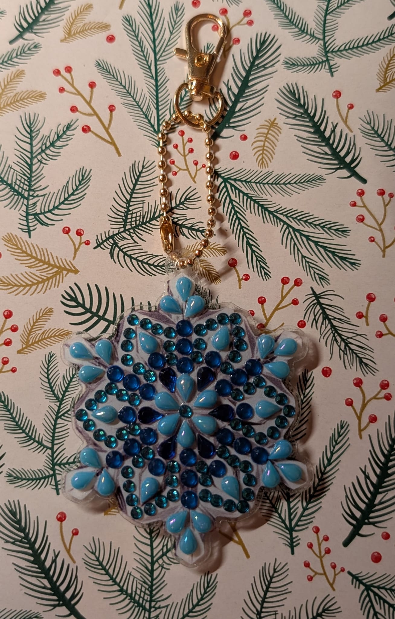 Magia invernale - Portachiavi fiocco di neve in diamond painting