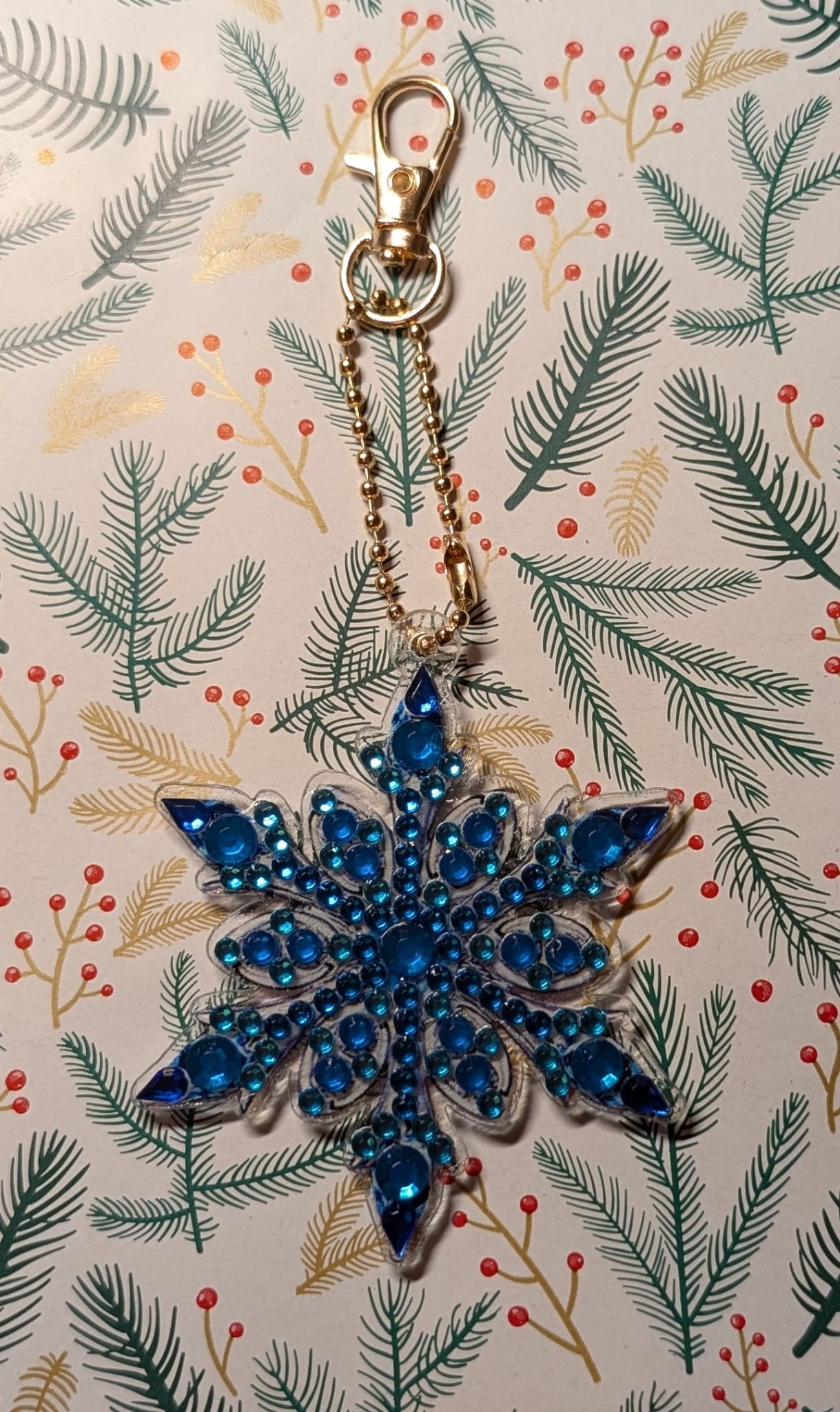 Magia invernale - Portachiavi fiocco di neve in diamond painting