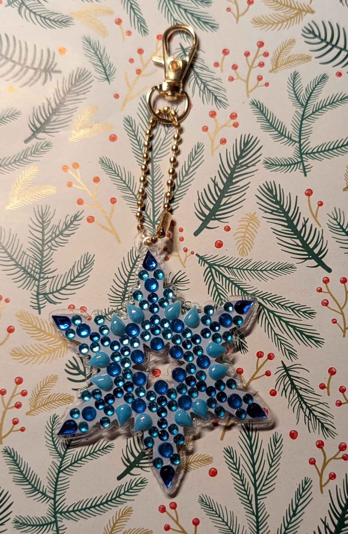 Magia invernale - Portachiavi fiocco di neve in diamond painting