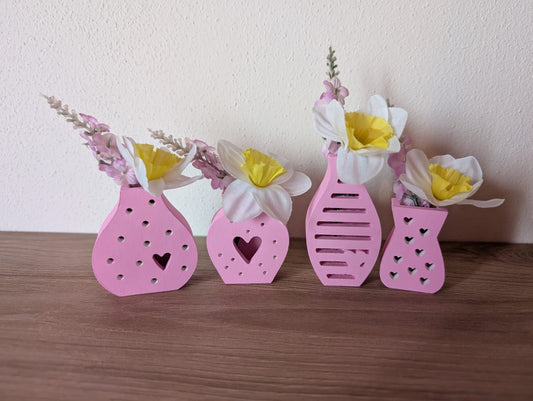 Set 4 mini vasi decorativi in gesso