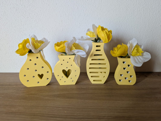 Set 4 mini vasi decorativi in gesso