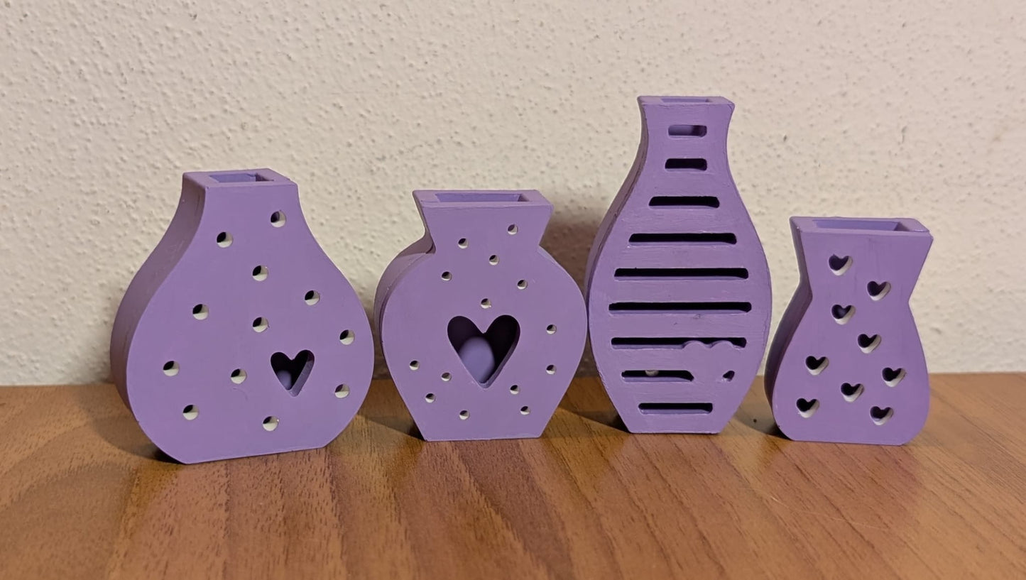 Set 4 mini vasi decorativi in gesso