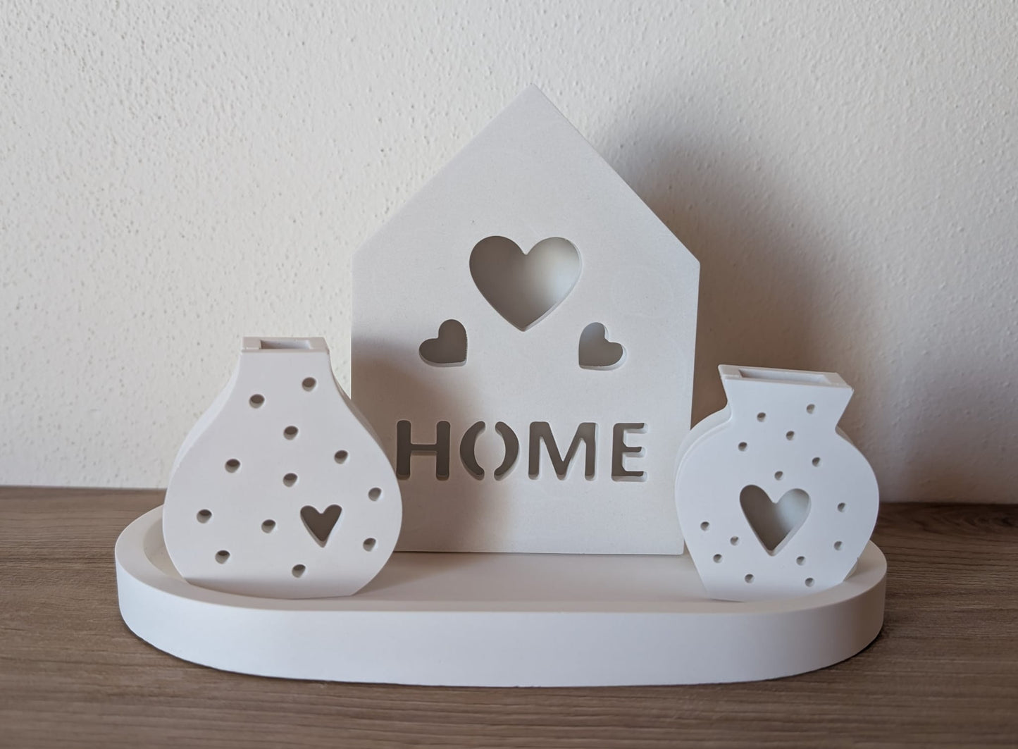 Set arredo casa "HOME" in gesso fatto a mano