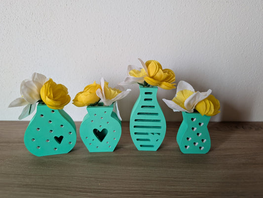 Set 4 mini vasi decorativi in gesso