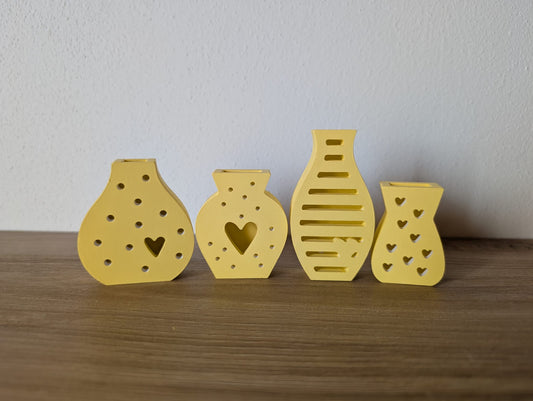 Set 4 mini vasi decorativi in gesso