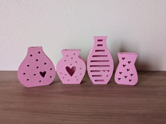 Set 4 mini vasi decorativi in gesso